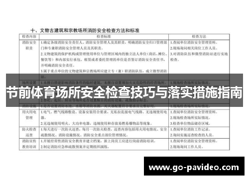 节前体育场所安全检查技巧与落实措施指南 节前体育场所安全检查技巧与落实措施指南